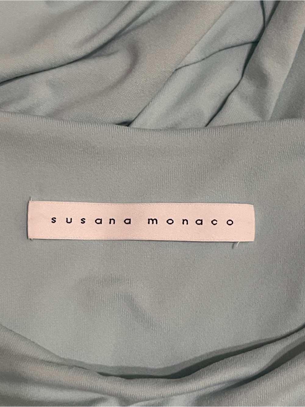 SUSANA MONACO Side Gathered Dress In Baby Blue Long-Sleeve Mint Ruched Side XS - Picture 3 of 9